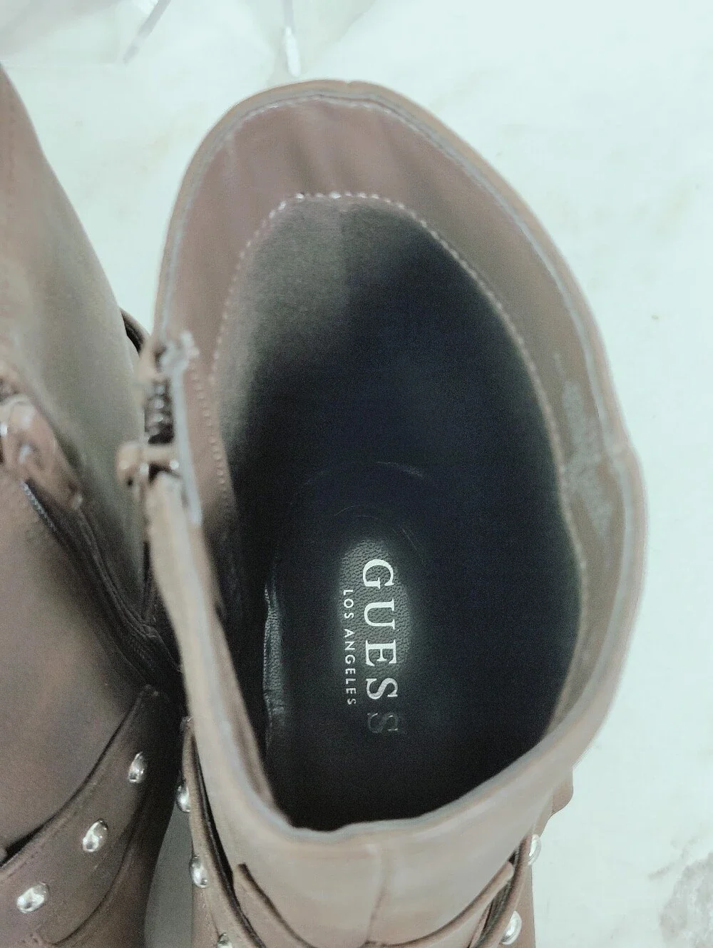 Guess Women's Galliah Brown Studded Harness Ankle Boots, Sz 10